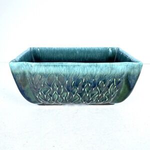 Vintage Hull Green Blue Drip Glaze Rectangular Planter Bowl Mid Century Art